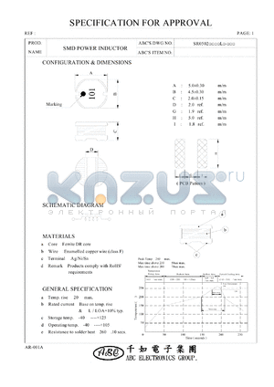 SR0502101ML datasheet - SMD POWER INDUCTOR