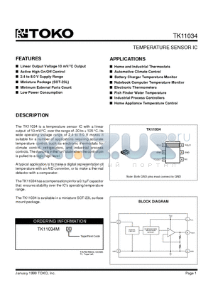 TK11034M datasheet - TEMPERATURE SENSOR IC