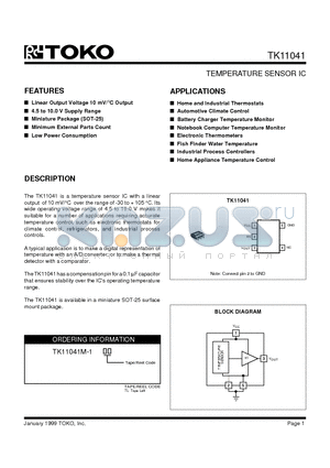 TK11041 datasheet - TEMPERATURE SENSOR IC