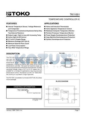 TK11051 datasheet - TEMPERATURE CONTROLLER IC