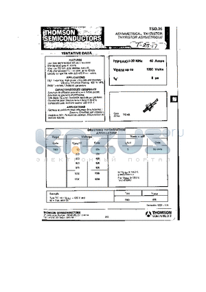 TSD035 datasheet - ASYMMETRICAL THYRISTOR THYRISTOR ASYMETRIQUE