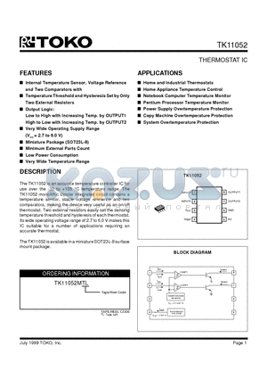 TK11052 datasheet - THERMOSTAT IC