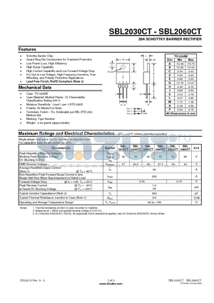 SBL2060CT datasheet - 20A SCHOTTKY BARRIER RECTIFIER