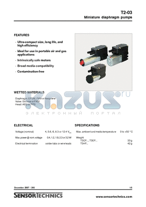 T2-03 datasheet - Miniature diaphragm pumps