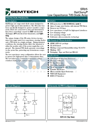 SR05TC datasheet - RailClamp Low Capacitance TVS Diode Array