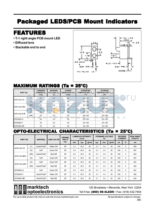 MTA1163-HRG datasheet - Packaged LEDS/PCB Mount Indicators