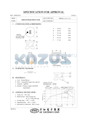 SR0604151KL datasheet - SMD POWER INDUCTOR