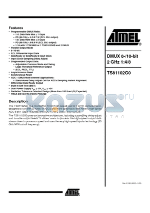 TSEV81102G0TPZR3 datasheet - DMUX 8-/10-bit 2 GHz 1:4/8