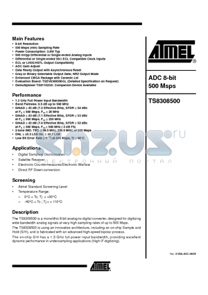 TSEV8308500GLZA2 datasheet - ADC 8-bit 500 Msps