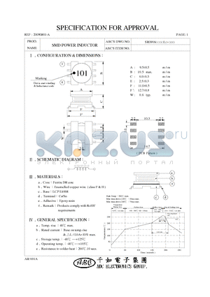 SR0906100ML datasheet - SMD POWER INDUCTOR