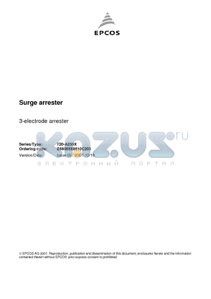 T20-A250X datasheet - SURGE ARRESTER 2-electrode arrester