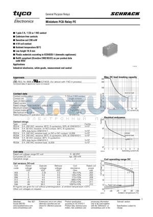 PE014012 datasheet - Miniature PCB Relay