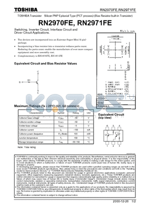 RN2971FE datasheet - Switching, Inverter Circuit, Interface Circuit and Driver Circuit Applications