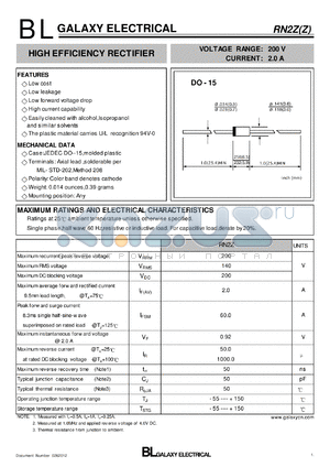 RN2Z datasheet - HIGH EFFICIENCY RECTIFIER