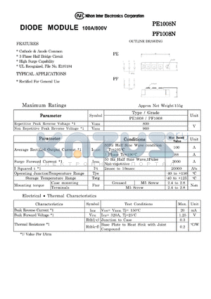 PE1008N datasheet - DIODE MODULE 100A/800V