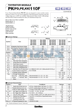 PE110F160 datasheet - THYRISTOR MODULE