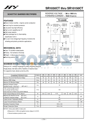 SR10150CT datasheet - SCHOTTKY BARRIER RECTIFIERS