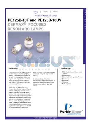 PE125B-10F datasheet - CERMAX FOCUSED XENON ARC LAMPS