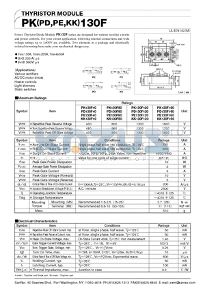 PE130F160 datasheet - THYRISTOR MODULE