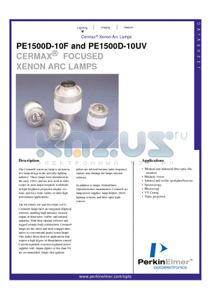 PE1500D-10F datasheet - CERMAX  FOCUSED XENON ARC LAMPS