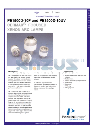 PE1500D-10UV datasheet - CERMAX  FOCUSED XENON ARC LAMPS
