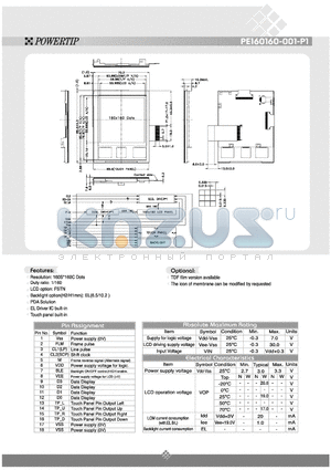 PE160160-001-P1 datasheet - POWERTIP