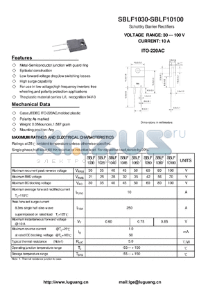 SBLF10100 datasheet - Schottky Barrier Rectifiers