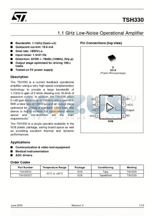 TSH330ID datasheet - 1.1 GHz Low-Noise Operational Amplifier