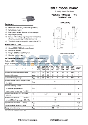 SBLF16100 datasheet - Schottky Barrier Rectifiers