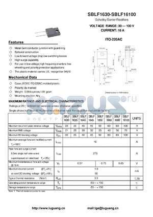 SBLF1660 datasheet - Schottky Barrier Rectifiers