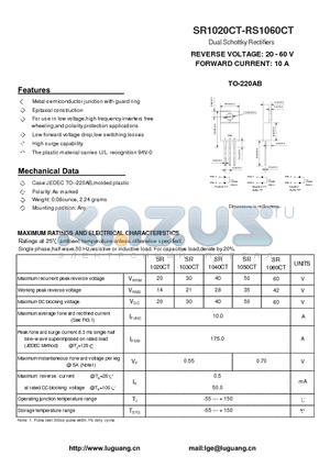 SR1030CT datasheet - Dual Schottky Rectifiers