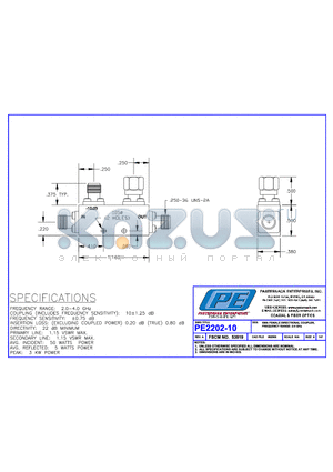 PE2202-10 datasheet - SMA FEMALE DIRECTIONAL COUPLER, FREQUENCY RNAGE:2-4 GHz