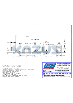 PE2231-30 datasheet - HIGH POWER DIRECTIONAL COUPLER FREQUENCY RANGE: 1.5-4.5GHz