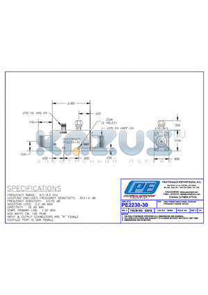 PE2230-30 datasheet - HIGH POWER DIRECTIONAL COUPLER FREQUENCY RANGE: 4~8 GHz