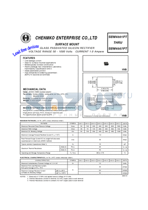 SBM4006PT datasheet - GLASS PASSIVATED SILICON RECTIFIER