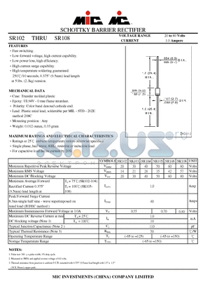 SR105 datasheet - SCHOTTKY BARRIER RECTIFIER