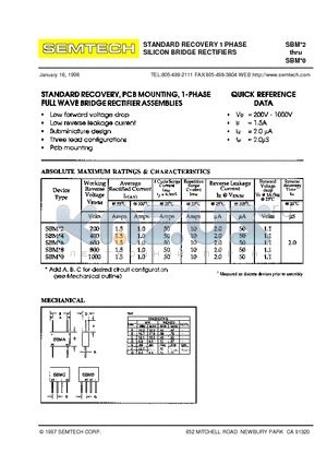 SBM6 datasheet - STANDARD RECOVERY 1 PHASE SILICON BRIDGE RECTIFIERS