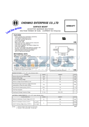 SBM84PT datasheet - SCHOTTKY BARRIER RECTIFIER