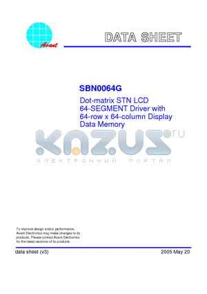 SBN0064G datasheet - Dot-matrix STN LCD 64-SEGMENT Driver with 64-row x 64-column Display Data Memory