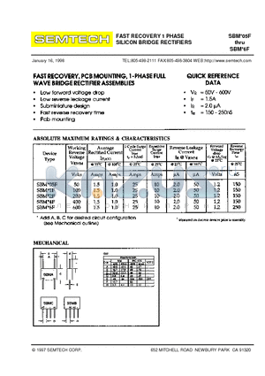 SBMF datasheet - FAST RECOVERY 1 PHASE SILICON BRIDGE RECTIFIERS