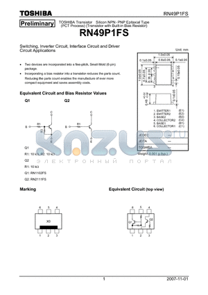 RN49P1FS datasheet - Switching, Inverter Circuit, Interface Circuit and Driver Circuit Applications