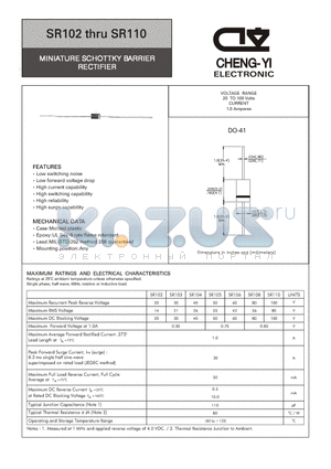 SR108 datasheet - MINIATURE SCHOTTKY BARRIER RECTIFIER