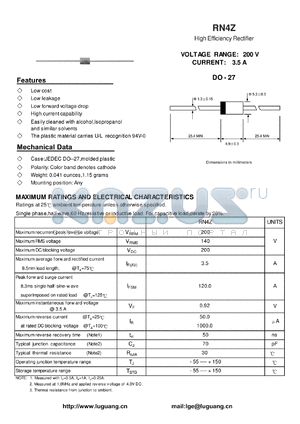 RN4Z datasheet - High Efficiency Rectifier