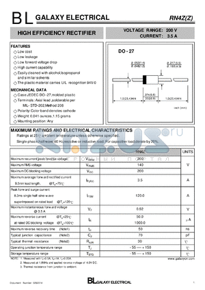 RN4ZZ datasheet - HIGH EFFICIENCY RECTIFIER