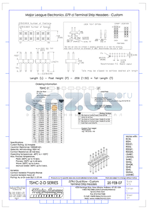 TSHC-2-D datasheet - .079cl Dual Row - Custom Terminal Strip Headers