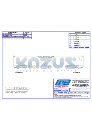 PE300014-2 datasheet - CABLE  ASSEMBLY LC TO LC SIMPLEX SINGLE MODE