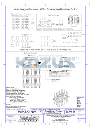 TSHC-2-Q datasheet - .079cl Quad Row - Custom Terminal Strip Headers