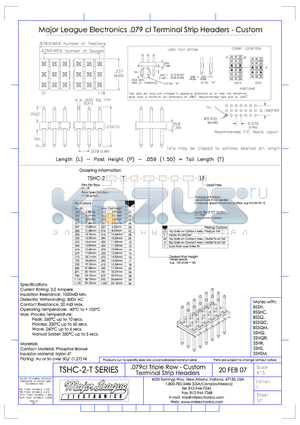 TSHC-2-T datasheet - .079cl Triple Row - Custom Terminal Strip Headers