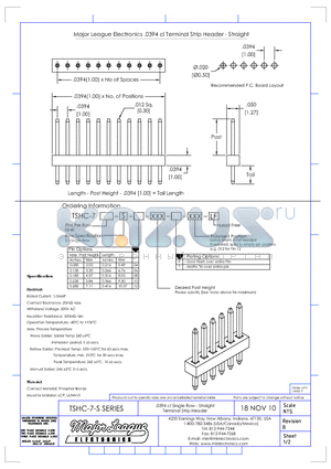 TSHC-7-S datasheet - .0394 cl Single Row - Straight Terminal Strip Header