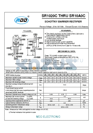 SR10A0CT datasheet - SCHOTTKY BARRIER RECTIFIER